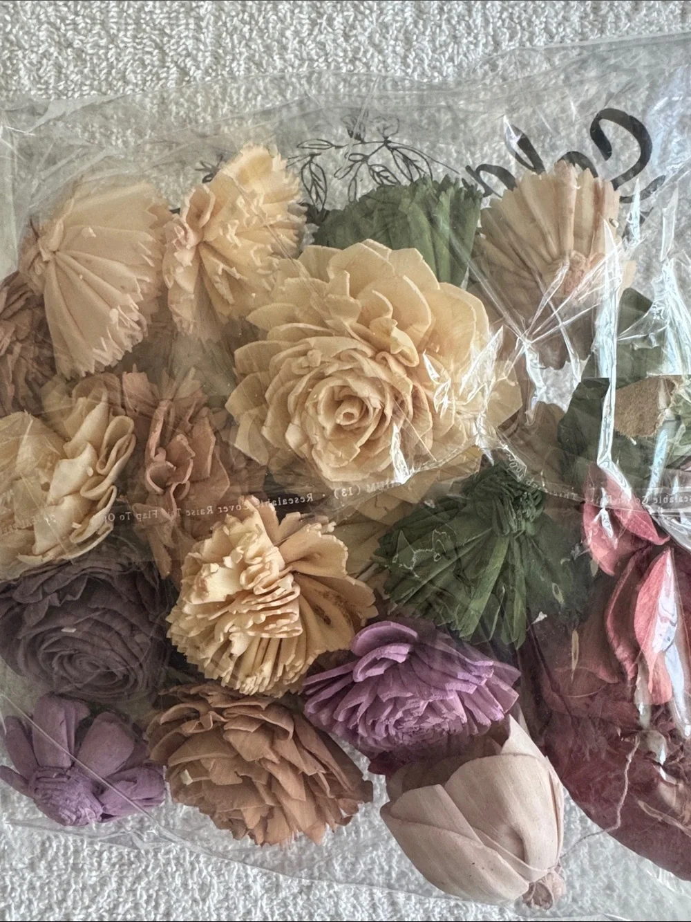 Sola Wood Flowers Decorative Assortment Cream, Brown & Burgundy Flowers 25 Pack